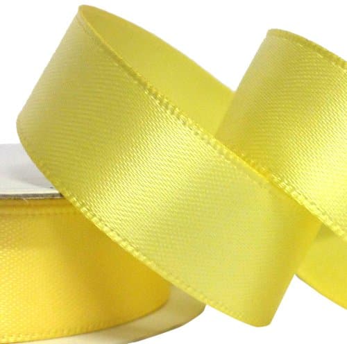 Three Kings 15 mm x 7 m Double Sided Satin Ribbon Roll, Baby Maize