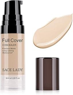 Pro Full Cover Liquid Concealer, Waterproof Smooth Matte Flawless Finish Creamy Concealer Foundation for Eye Dark Circles Spot Face Concealer Makeup, Size:6ml/0.20Fl Oz, Light Natural