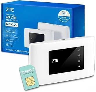 ZTE MF920 4G MiFi Router – Unlocked Portable WiFi Hotspot with SIM Slot, Connects up to 32 Devices, Mobile Broadband Dongle for Travel, Home, Office or Caravan Internet