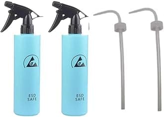 2 Pack 500ml ESD EPA Bottle with Ellow and Nozzle | Refillable Anti Static Spray Blue Solvent Bottle Durable Trigger w/Mist and Stream Settings | Anti-Static Dispenser Static Dissipative Durastatic
