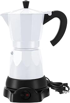 Coffee Pot 6 Cup Electric Espresso Coffee Maker Italian Moka Maker 300ml Portable Aluminum Espresso Machine Cafetera Moka Pot with Detachable Base, Gift for Home Travel(White)