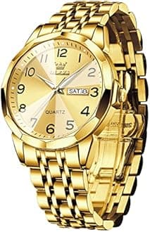 OLEVS Ladies Luxury Gold Silver Stainless Steel Quartz Watch Waterproof Date