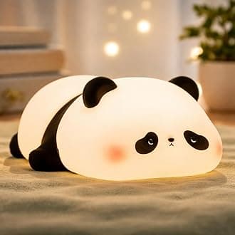 One94Store Kids Sleeping Panda Touch Silicone Night Lamp – Rechargeable LED Bedside Lamp for Children's Bedroom, Romantic Decor, Valentine Day Gift, Love Gift for Her, Couple Gift