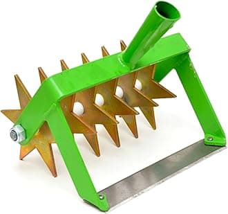 Rotary Cultivator, 2-in-1 Hand Tool - Rejuvenator and Weed Remover, Steel Rotary Hand Soil Scarifier Cultivator Head, 20 cm / 8” Wide, Gardening and Farming Tool