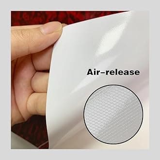 Forged Carbon Fiber Red Vinyl Wrap Sticker Free Bubble Air Release DIY Decal Car Auto Vehicle Morotcycle Self Adhesive (Red-Silver, 5cm x 900cm)