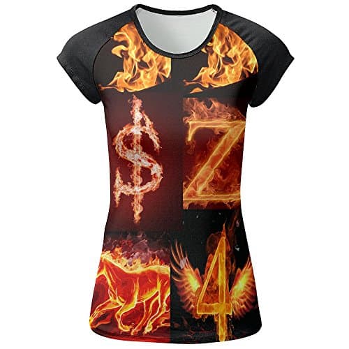 GqushuA The Ms. Special PS Flame Alphanumeric Image Mosaic Weird Short Sleeve Ladies T-shirt