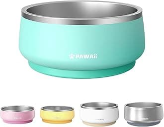 Pawaii Dog Bowl, 68 oz Double-Wall Stainless Steel Food and Water Bowl, Non-Slip Rubber Base, Dishwasher Safe, ID Tag Included, (1 Pack)