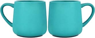 Glossy Ceramic Coffee Mug Set of 2, Tea Cup for Office and Home, 18 oz, Suitable for Dishwasher and Microwave(Aquamarine, 2)