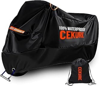 Heavy Duty Motorcycle Cover Waterproof Outdoor 240D Oxford Fabric with Heat Sealed Seams Ultra Waterproof Fits up to 88.6" All Weather Scooter Cover for Sport Bike with Carry Bag