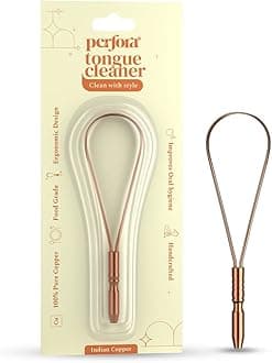 Perfora Copper Tongue Cleaner for Men and Women | 100% Pure Indian Copper Tongue Scraper to Prevent Bad Breath