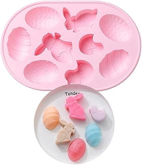 Cute Easter Ice Cube Trays Silicone Rabbit Chocolate Mold Wax Melt Molds Easy Release Ice Trays Non-Stick Chocolate Soap Pudding Jello Ice Cube Tray (Easter)