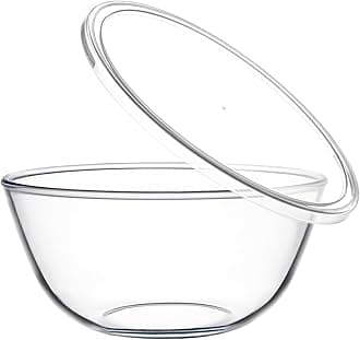 4.7QT Large Glass Mixing Bowl with White Lid, Big Salad Bowl with Lid, Large Glass Bowls for Sourdough and Kithen