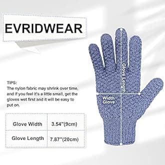 Exfoliating Dual Texture Bath Gloves for Shower, Spa, Massage and Body Scrubs, Dead Skin Cell Remover, Gloves with hanging loop (2 Pairs Moderate)