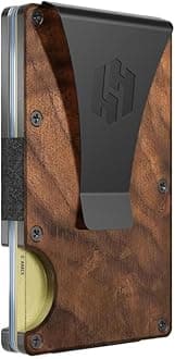 Hayvenhurst Wallet For Men - Reinvented Design Men's Wallet - Slim, Minimalistic & Seamless Card Case, Blocks RFID Scanners, Holds 12 Cards, Walnut Wood, 0.75 x 3.42 x 4.29 inches, Money Clip