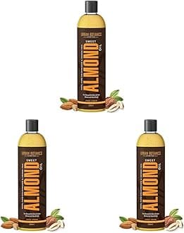 UrbanBotanics® Pure Cold Pressed Sweet Almond Oil for Hair and Skin, 200ml (Odorless) (Pack of 3)