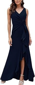 FQA Formal Evening Dresses for Women Elegant Evening Party Prom Dress Long Sexy V Neck Sleeveless Split Wrap