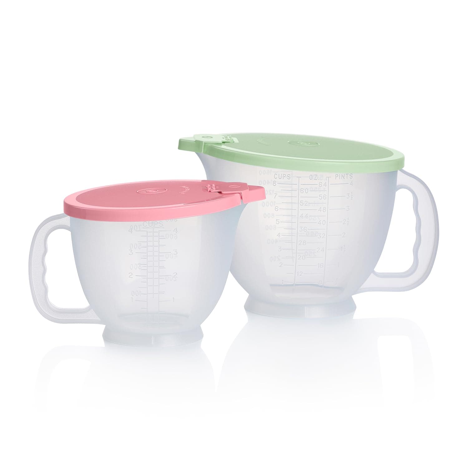 Tupperware Classic Mix-N-Store Pitcher Set in Mint Green & Candy Pink - Dishwasher Safe & BPA Free - (2 Bowls + 2 Lids), 173871