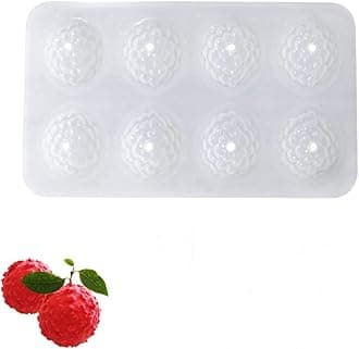 OCPO Kitchen 3D Litchi Silicone Mold for Baking Mousse Cake, Candy, Chocolate, Truffle, Pastry, Cupcake, Fruit Pudding, Jelly, Ice Cream Mould, Cake Decoration Mold, Litchi Shape (8-Cavity)