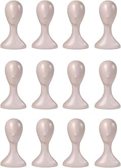 16 Inch Studio Limited Professional Plastic Mannequin Head Durable Women Model Wig Head Stand Torso Styling Making Display Holder with Jack for Wigs, Hat, Mask, Headdress, Necklace (Nude, 12 Pack)