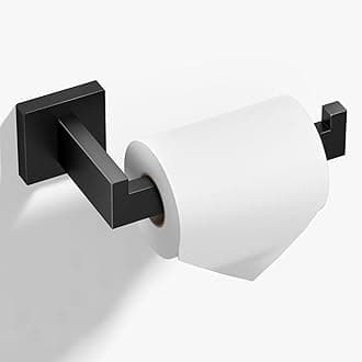 HITSLAM Matte Black Toilet Paper Holder Wall Mount Premium 304 Stainless Steel Square Toilet Paper Roll Holder for Bathroom Rustproof