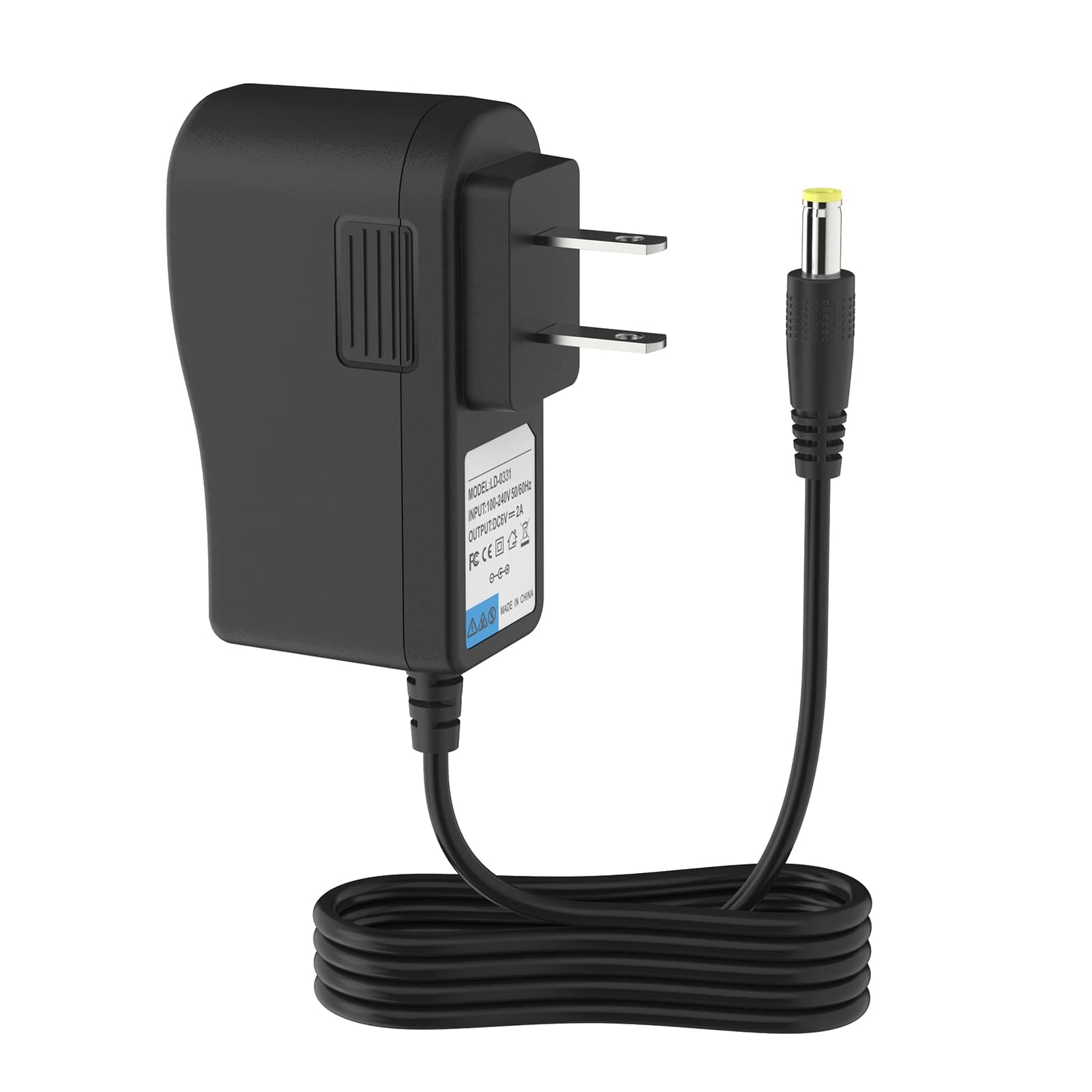 RO6G 6V AC Power Adapter for iTouchless Automatic Sensor Trash Cans 2.5 to 23 Gallon, 6.4Ft Long Power Cord Supply, for iTouchless Trash Can Parts, 13 Gallon Trash Can Ac Adapter Power Cord