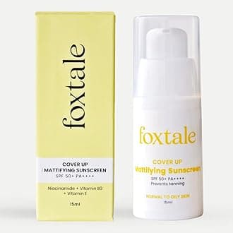 FoxTale CoverUp SPF 50+ PA++++ Broad Spectrum Matte Sunscreen with Niacinamide | Sun protects from UVA+UVB rays | Reduces Hyperpigmentation | Evens Skin Tone - 15ml
