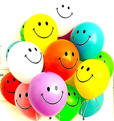 Multi Colored Smiley Balloon Printed Face Expression Latex Balloon 50 Pcs, Multicolor/Smiley/Birthday Decoration(Multicolor Smiley-50) material Rubber