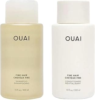 OUAI Fine Shampoo and Conditioner Set - Sulfate Free Shampoo and Conditioner for Fine Hair - Made with Keratin, Marshmallow Root, Shea Butter & Avocado Oil - Free of Parabens & Phthalates - 300 ml