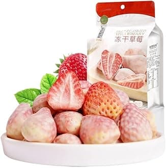 Freeze-dried Durian, Freeze-dried Strawberry, Vegan, Halal, Premium Freeze Dried Durian 100%, Freeze Dried Fruit, Natural Freeze Dried Fruit, Crunchy Fruits and Delicious (Strawberry flavor,3 bags)
