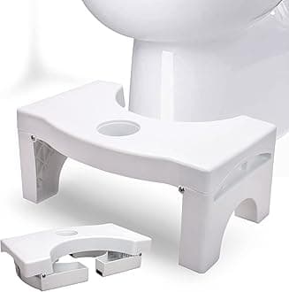 Foldable Toilet Potty Stool for Adults, 7" Heavy Duty Portable Squatting Poop Foot Stool with Freshener Space, Bathroom Non-Proof Toilet Assistance Step Stool fits 14"-16" Standard Toilets