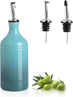 Ceramic Olive Oil Dispenser Bottle, Opaque Oil Cruet Protects to Reduce Oxidation, Suitable for Storage Vinegar, Coffee Syrups & Other Liquids, Pack of 1, 15.5 Fl Oz(Gradient Blue)