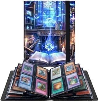 Blue Books 4 Pocket Trading Cards Album, Trading Card Binder Holder with 160 Card Protector, Expandable PU Card Book Collectable Sports Card Binder for Sports, MTG and Other TCG Folder