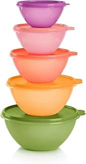 TupperwareHeritage Wonderlier 10 Piece Food Storage Bowl Set in Multi Colors, Dishwasher Safe and BPA Free (5 Containers, 5 Lids)