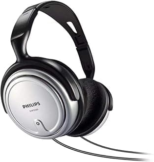 Audio SHP2500/10 Hi-Fi Headphones, TV Headphones with Long Cable (Excellent Sound, Sound Isolation, In-Cord Volume Control, Extra Long 6-m Cable) Silver/Black