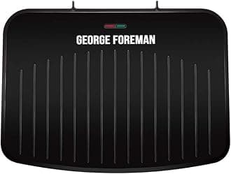 George Foreman Large Electric Fit Grill [Non stick, Healthy, Griddle, Toastie, Hot plate, Panini, BBQ, Energy saving, Vertical storage, Easy clean, Drip tray, Ready to cook light] Black, 2400W 25820