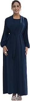Women's Muslim Dress Two Pieces Set Islamic Prayer Abaya Modest Solid Color Muslim Outfits