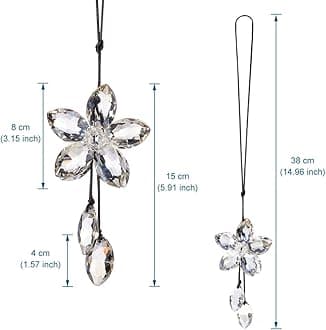 Crystal Flower Car Rear View Mirror Pendant Car Hanging Ornament Lucky Car Accessories (Gray)