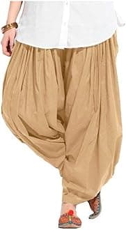 Prabha creations Women's Loose fit Cotton semi Patiyala Salwar White