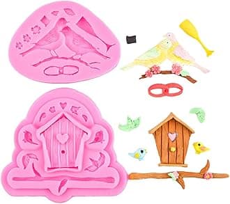 Cake Fondant Mold-Bird & House Silicone Mold for Chocolate, Candy, Cake Decoration,Polymer Clay, Cupcake Decor, Sugar Craft, Resin Candle Soap Plaster (bird & house)