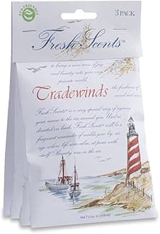 Willowbrook | Fresh Scents Scented Sachet Packet | Tradewinds | Air Freshener Bags for Drawers, Closets, Cars | 3 Pack | Long Lasting Home Fragrances