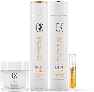 GK Hair Global Keratin Moisturizing Shampoo And Conditioner 300ml With Deep Conditioner Masque 200G And Free Argan Oil Serum 10ml For Dry Frizzy Damaged Hair - Sulfate And Paraben Free