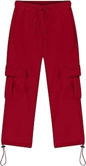 Boys' Open Bottom Fleece-Lined Sweatpants with Pockets High Elastic Waist Baggy Wide Straight Leg Pants 5-15 Years