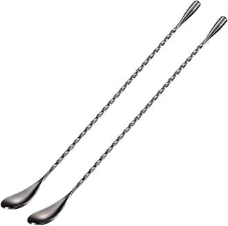 Briout Bar Spoon Cocktail Mixing Stirrers for Drink, Stainless Steel 12 Inches Long Handle, Black 2 Pieces