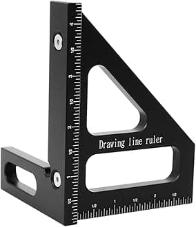 Imperial 3D Multi-Angle Measuring Ruler,45/90 Degree Aluminum Alloy Woodworking Square Protractor, Miter Triangle Ruler High Precision Layout Measuring Tool for Engineer Carpenter,003BK