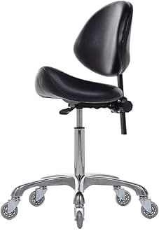 Adjustable Saddle Stool Chairs with Back Support Ergonomic for Medical Clinic Studio Salon Office and Home (Black)
