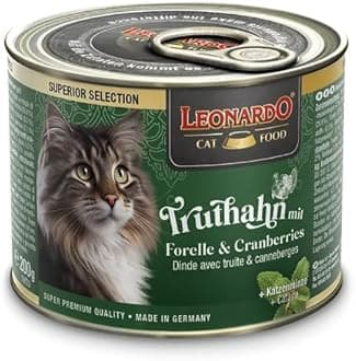 Leonardo Superior Selection Wet Food [6x200g Turkey with Trout & Red Cranberry] Grain Free Wet Cat Food | Complete Wet Food in Can