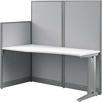 Bush Business Furniture Office in an Hour Straight Cubicle Desk in Pure White | Modern Computer Table with Privacy Panels for Commercial Workspace, 65W x 33D