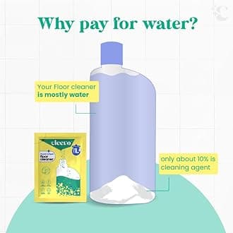 Cleevo Floor Cleaner Liquid (2L Bottle Pack) | 1 Pouch = 1L Natural Disinfectant Floor Cleaners for Mops | Chlorine-Free Surface Cleaner, Eco-Friendly All-Purpose Floor Cleaning Liquid (Zesty Lemon)