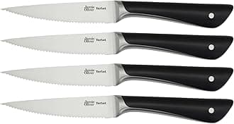 Tefal Jamie Oliver Steak Knives Set, 4 x 12cm Knives, German Stainless Steel K2670859, Black