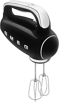 HMF01BLUK Hand Mixer with Turbo Function, 3 Attachments, LED Display, Retro 50's Style, 250W, Black